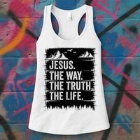 Jesus The Way Truth Life Bible Verse Christian Worship Women's Tank Top thumb 3