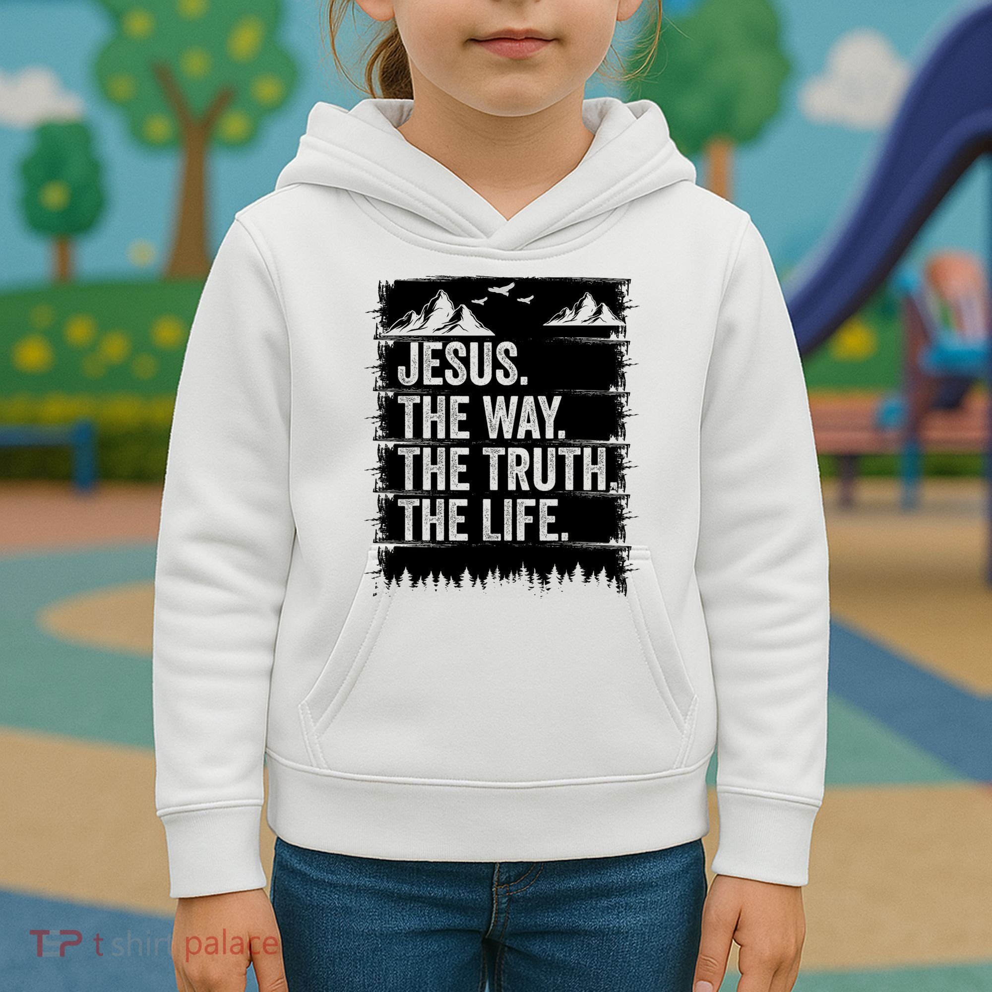 Jesus The Way Truth Life Bible Verse Christian Worship Kids Hoodie