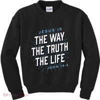 Jesus The Way Truth Life Christian John 146 Bible Verse Kids Sweatshirt thumb 0