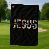 Jesus The Way The Truth The Life Leopard Christian Golf Towel thumb 1