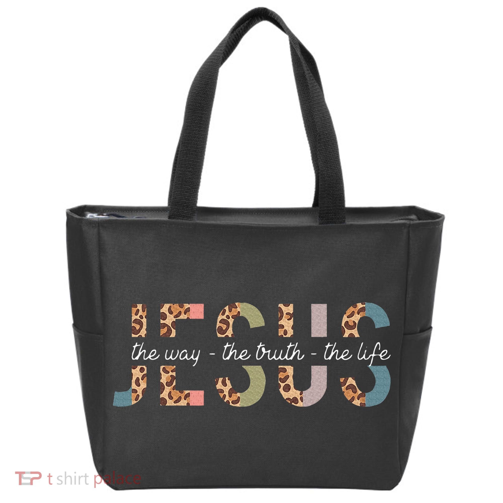 Jesus The Way The Truth The Life Leopard Christian Tote Bag