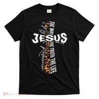 Jesus The Way Truth Life Leopard Cross Christian Faith T-Shirt thumb 0