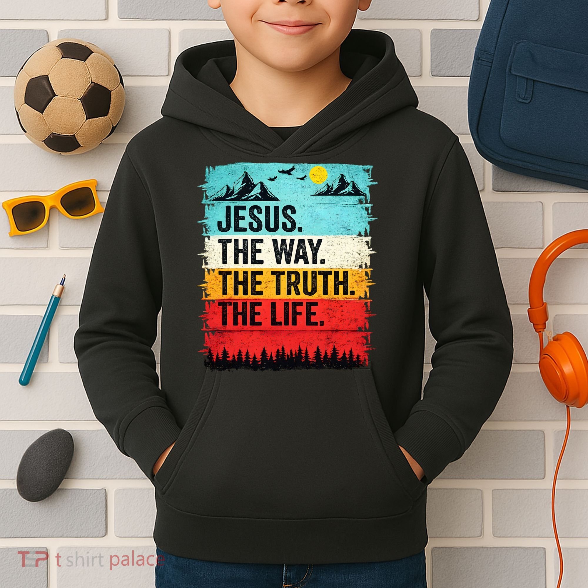 Jesus The Way Truth Life Christian Worship Kids Hoodie