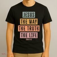 Jesus The Way Truth Life Bible Verse T-Shirt thumb 3