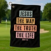 Jesus The Way Truth Life Bible Verse Golf Towel thumb 1