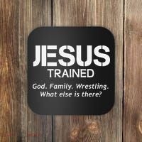 Jesus Trained Wrestling Funny Wrestler Muscle  Coaster thumb 0