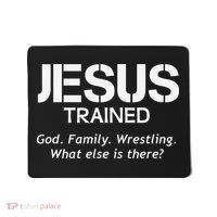 Jesus Trained Wrestling Funny Wrestler Muscle  Mousepad thumb 0