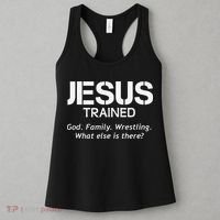 Jesus Trained Wrestling Funny Wrestler Muscle  Women's Tank Top thumb 3
