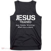 Jesus Trained Wrestling Funny Wrestler Muscle  Tank Top thumb 0