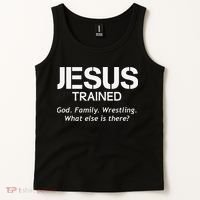 Jesus Trained Wrestling Funny Wrestler Muscle  Tank Top thumb 2