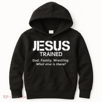Jesus Trained Wrestling Funny Wrestler Muscle  Kids Hoodie thumb 0