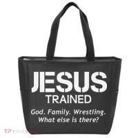 Jesus Trained Wrestling Funny Wrestler Muscle  Tote Bag thumb 0