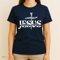 Jesus The Way The Truth The Life With 3 Nails Logo T-Shirt thumb 4