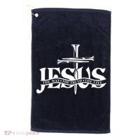Jesus The Way The Truth The Life With 3 Nails Logo Golf Towel thumb 0