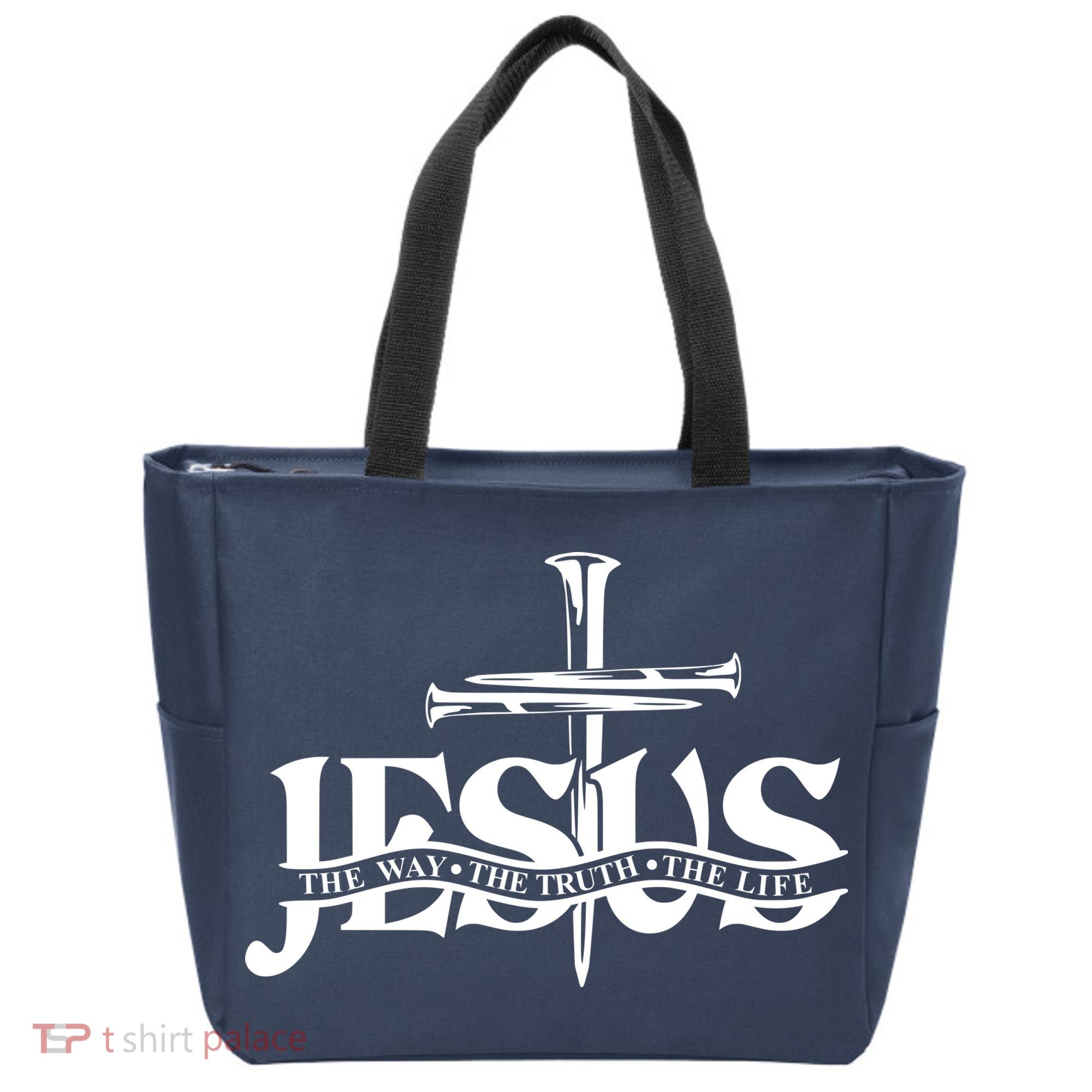 Jesus The Way The Truth The Life With 3 Nails Logo Tote Bag