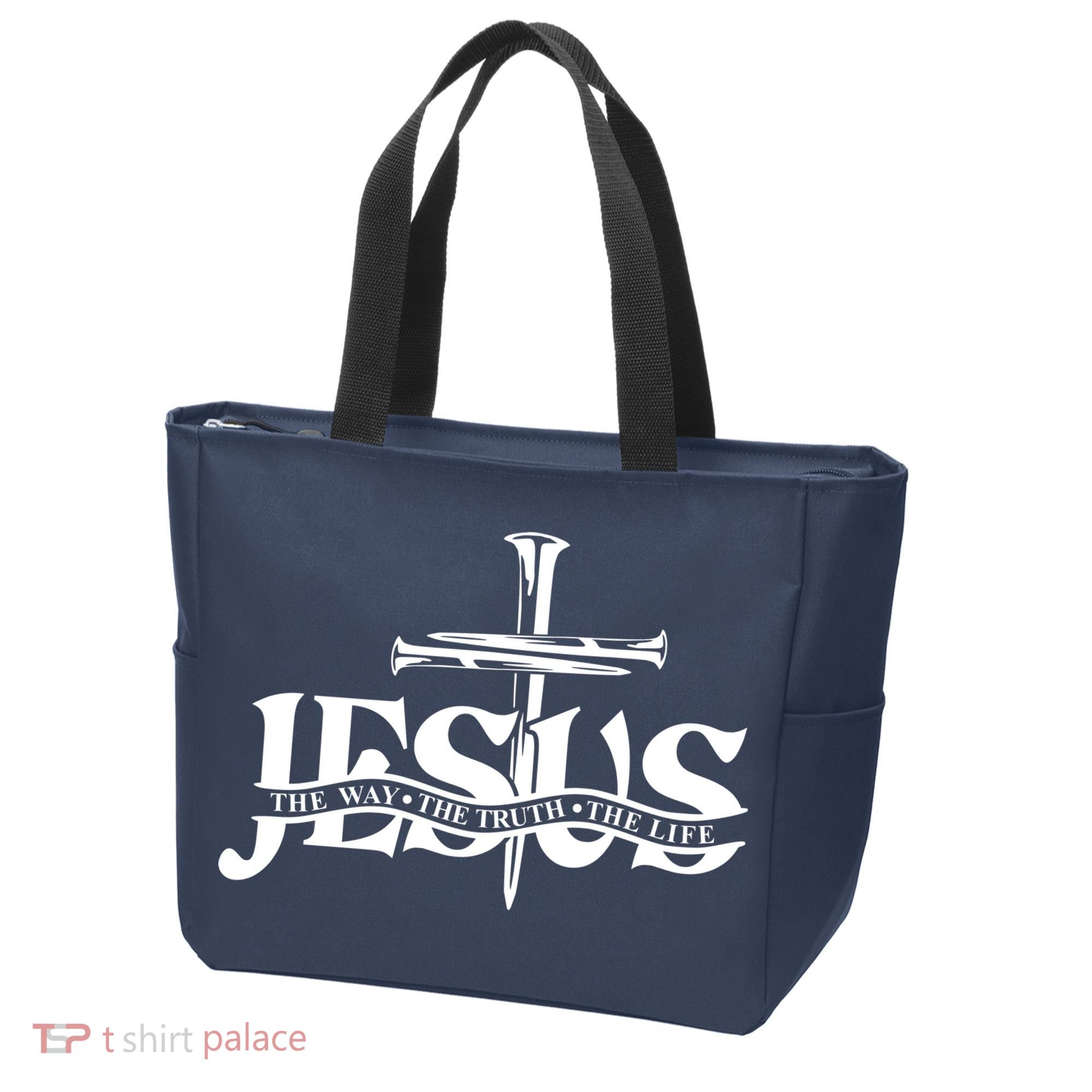 Jesus The Way The Truth The Life With 3 Nails Logo Tote Bag