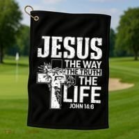 Jesus The Way The Truth The Life Great Gift Golf Towel thumb 1