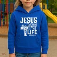 Jesus The Way The Truth The Life Great Gift Kids Hoodie thumb 3