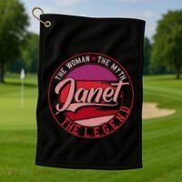Janet The Woman The Myth The Legend Golf Towel thumb 1