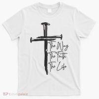 Jesus The Way The Truth The Life Machine Embroidery Jesus Christian T-Shirt thumb 0