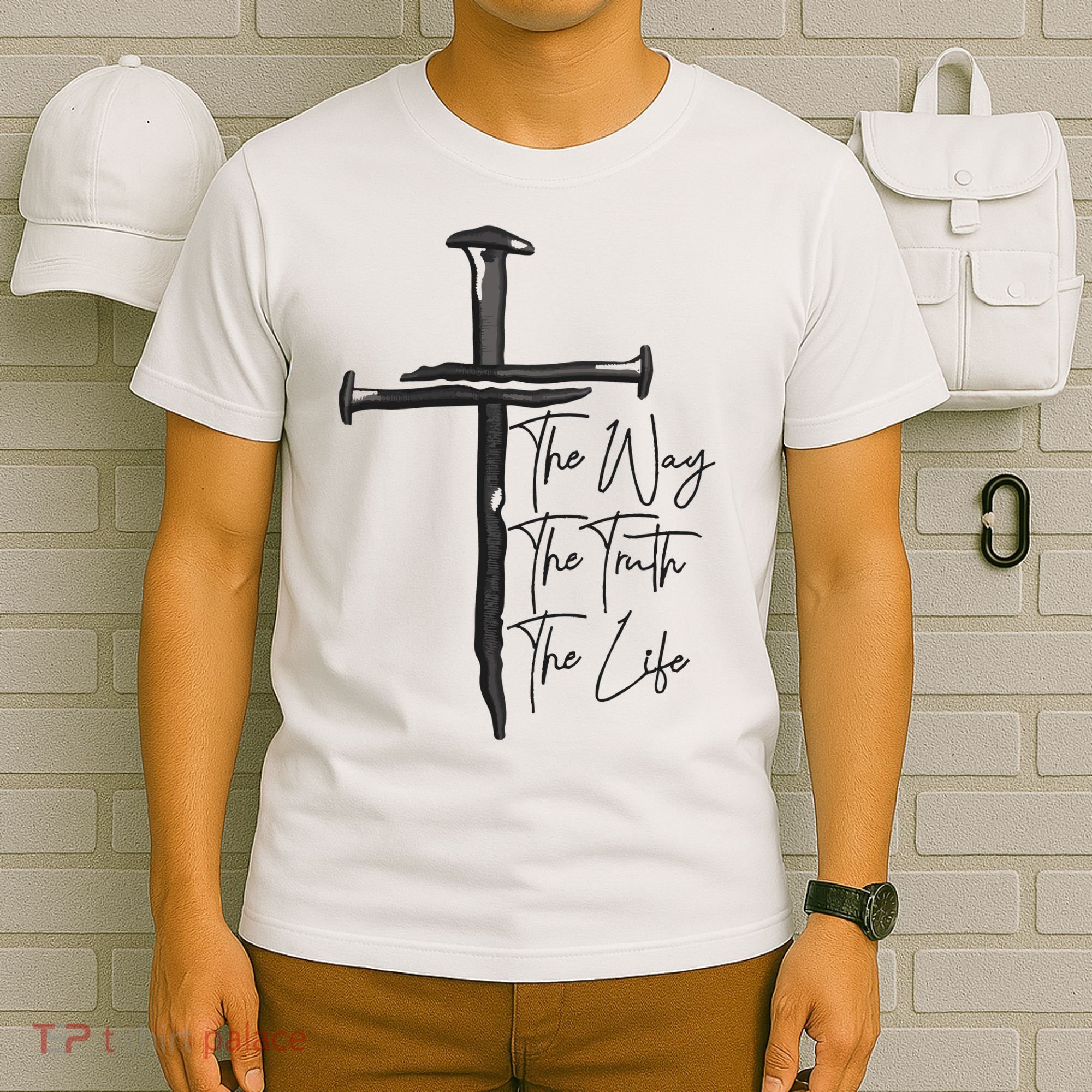Jesus The Way The Truth The Life Machine Embroidery Jesus Christian T-Shirt