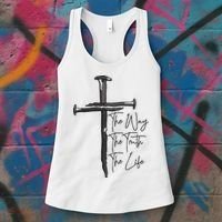 Jesus The Way The Truth The Life Machine Embroidery Jesus Christian Women's Tank Top thumb 3
