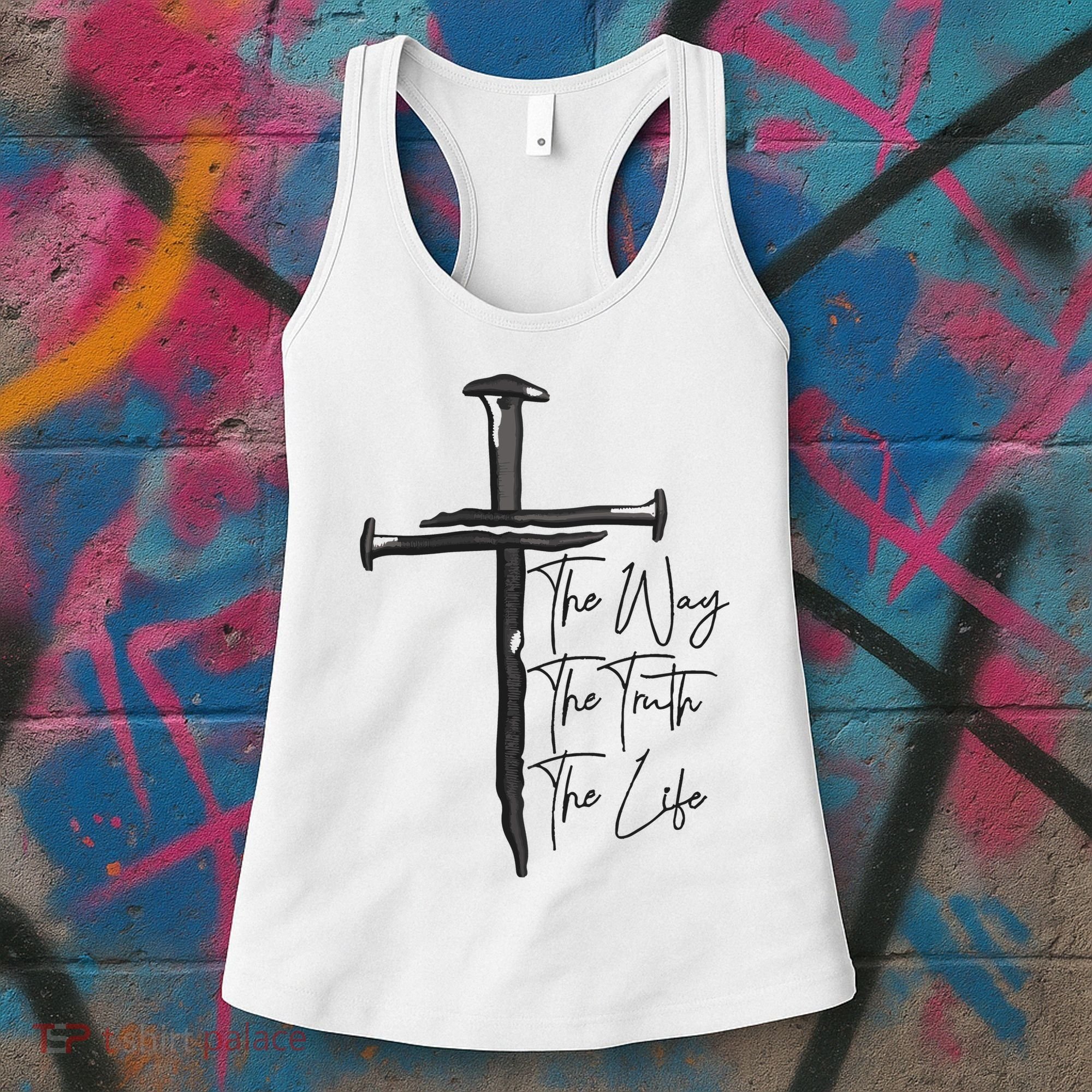 Jesus The Way The Truth The Life Machine Embroidery Jesus Christian Women's Tank Top