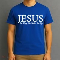 Jesus The Way Truth Life Inspirational Faith Christians Great Gift T-Shirt thumb 3