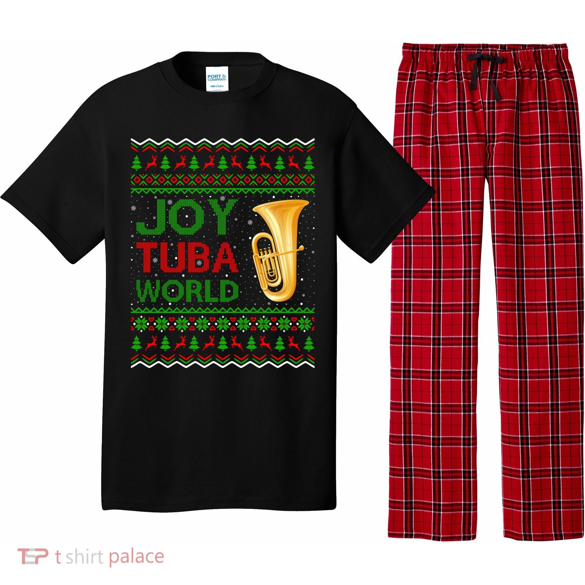 Joy Tuba World Music Lover Xmas Gift Ugly Tuba Christmas Gift Pajama Set