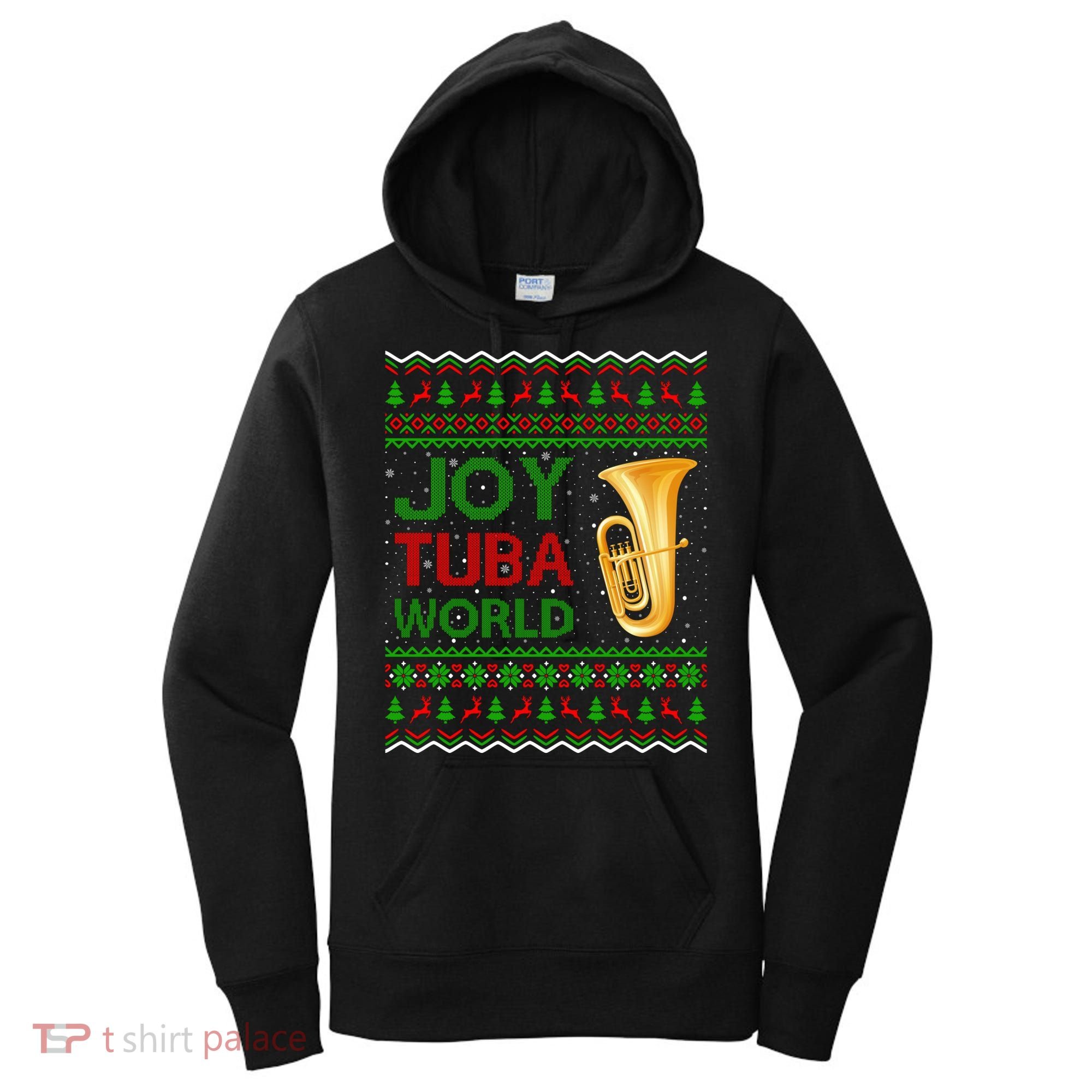 Joy Tuba World Music Lover Xmas Gift Ugly Tuba Christmas Gift Women's Hoodie