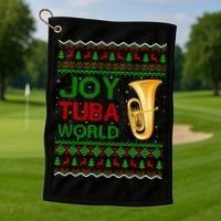 Joy Tuba World Music Lover Xmas Gift Ugly Tuba Christmas Gift Golf Towel thumb 1