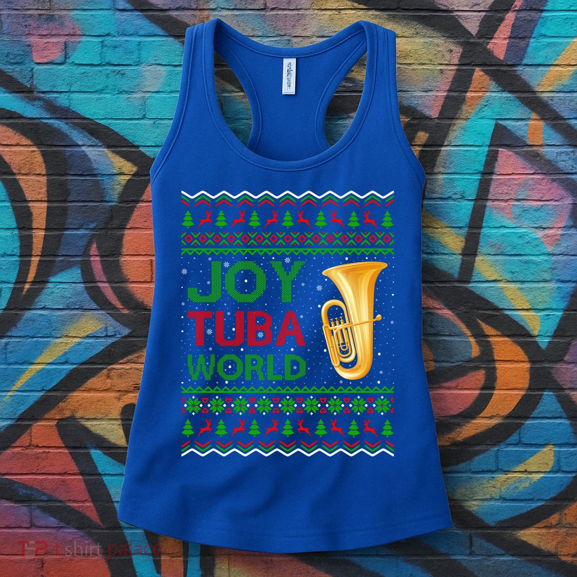 Joy Tuba World Music Lover Xmas Gift Ugly Tuba Christmas Gift Women's Tank Top