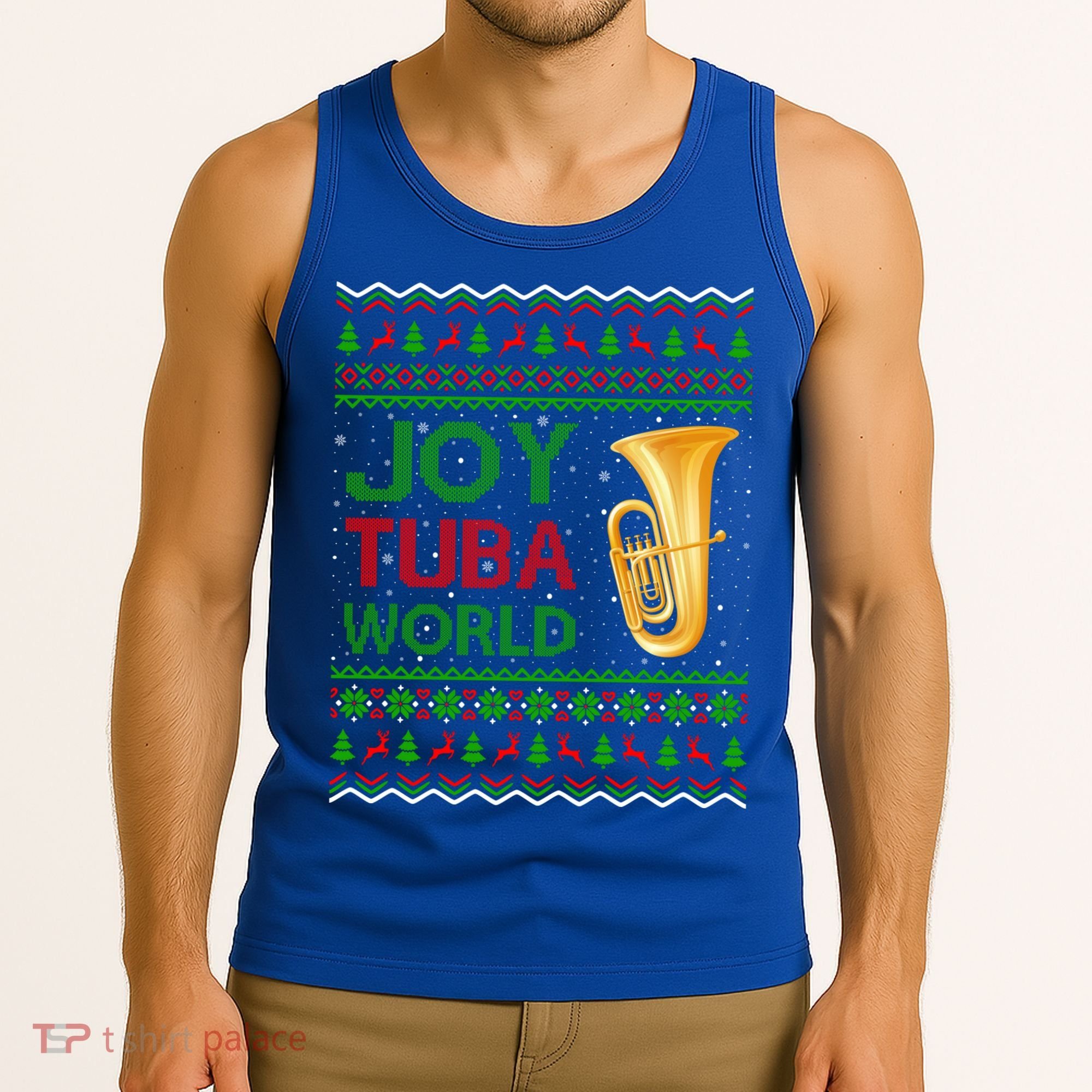Joy Tuba World Music Lover Xmas Gift Ugly Tuba Christmas Gift Tank Top