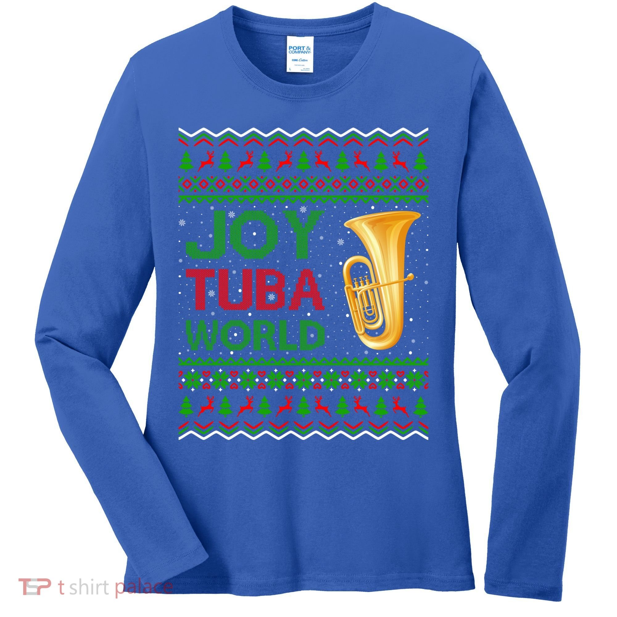 Joy Tuba World Music Lover Xmas Gift Ugly Tuba Christmas Gift Women's Long Sleeve Shirt