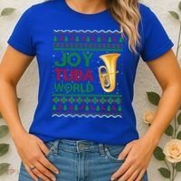 Joy Tuba World Music Lover Xmas Gift Ugly Tuba Christmas Gift Women's T-Shirt thumb 2