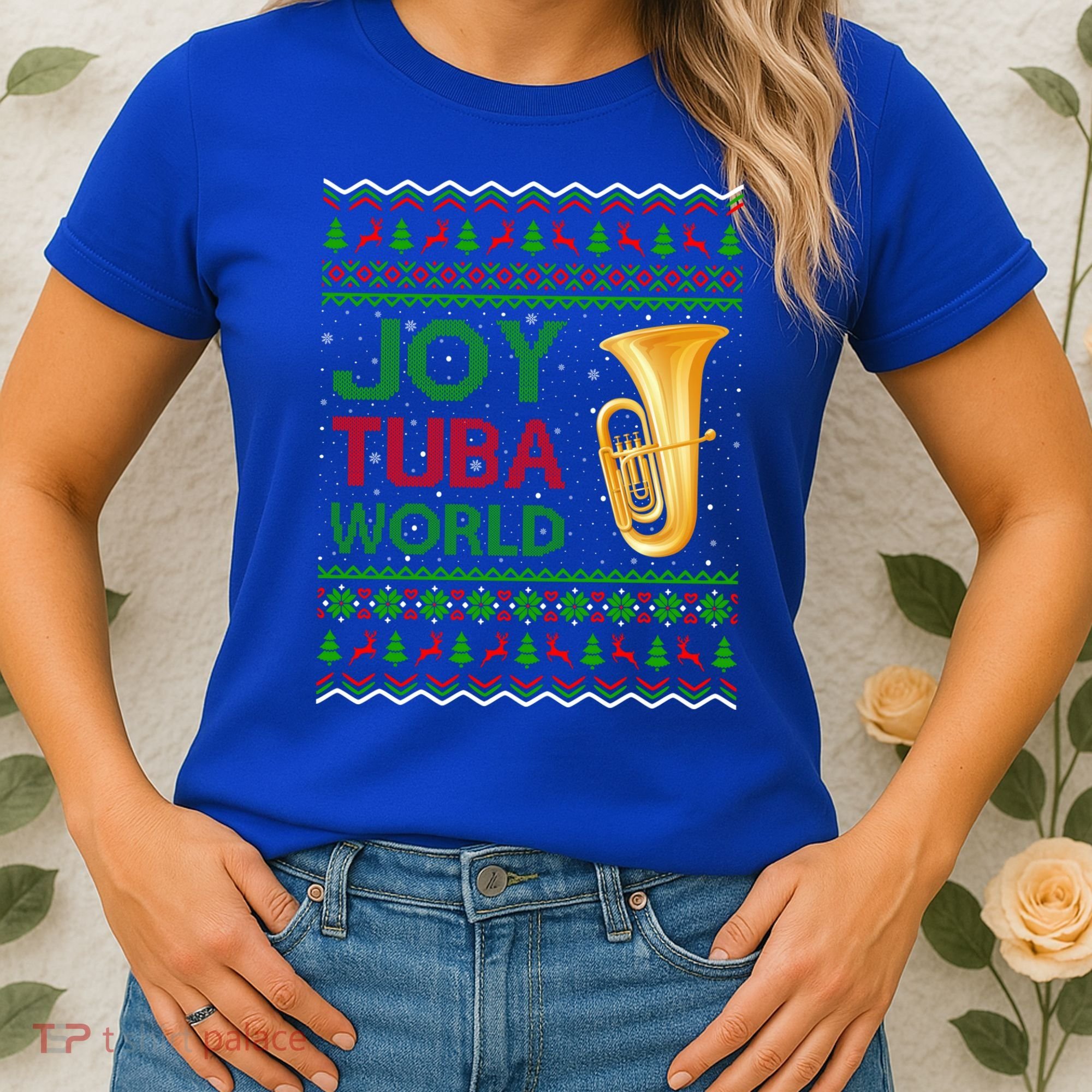 Joy Tuba World Music Lover Xmas Gift Ugly Tuba Christmas Gift Women's T-Shirt