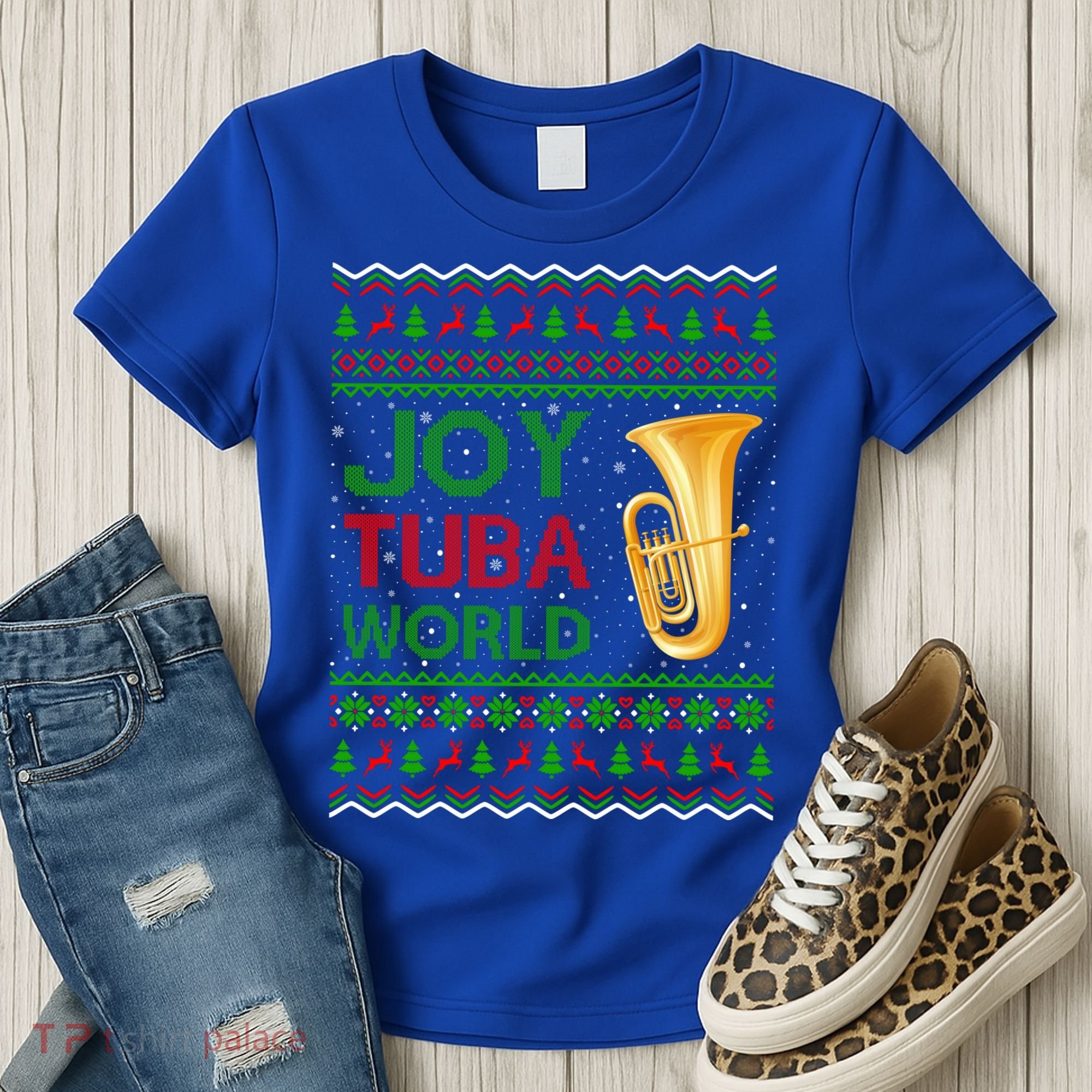 Joy Tuba World Music Lover Xmas Gift Ugly Tuba Christmas Gift Women's T-Shirt