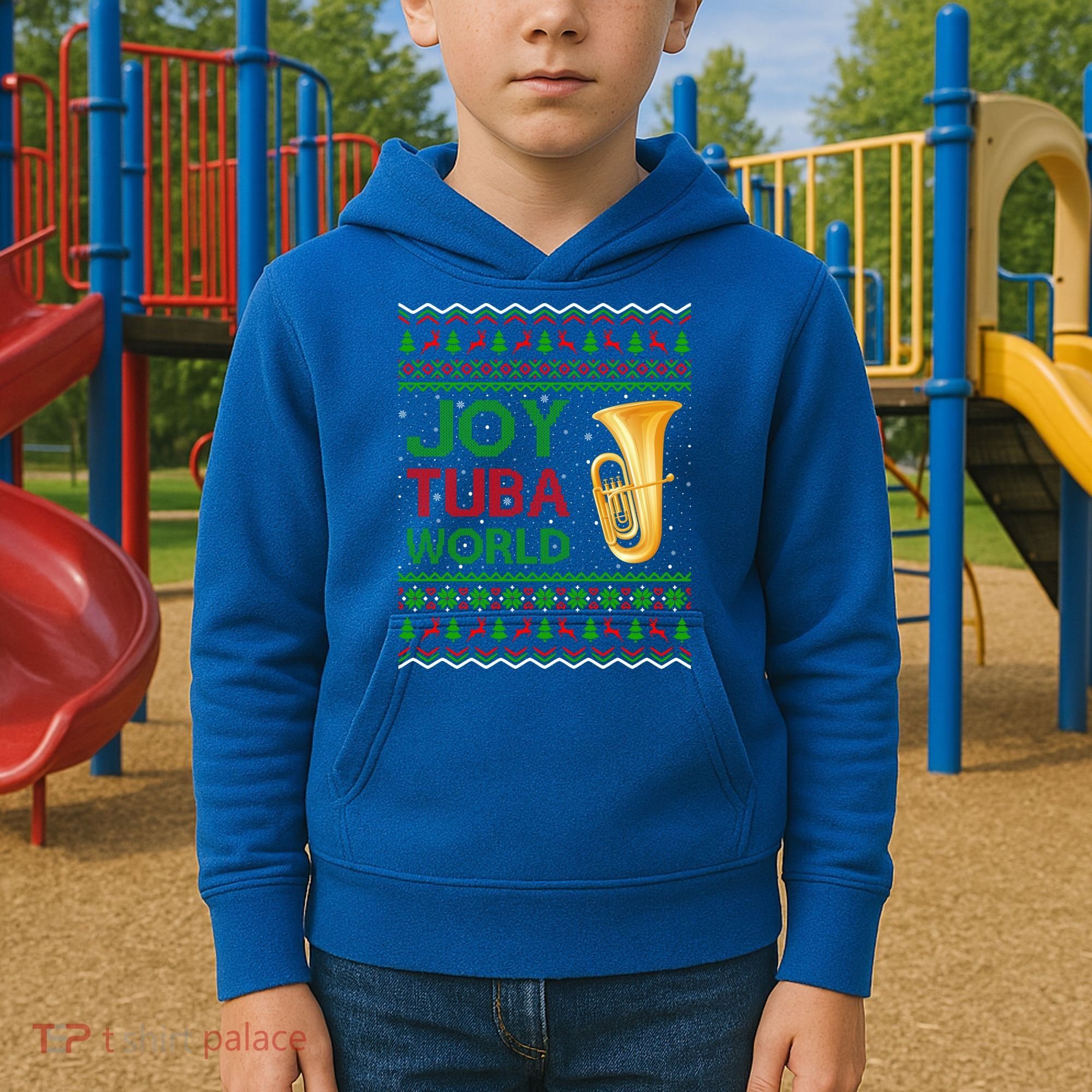 Joy Tuba World Music Lover Xmas Gift Ugly Tuba Christmas Gift Kids Hoodie