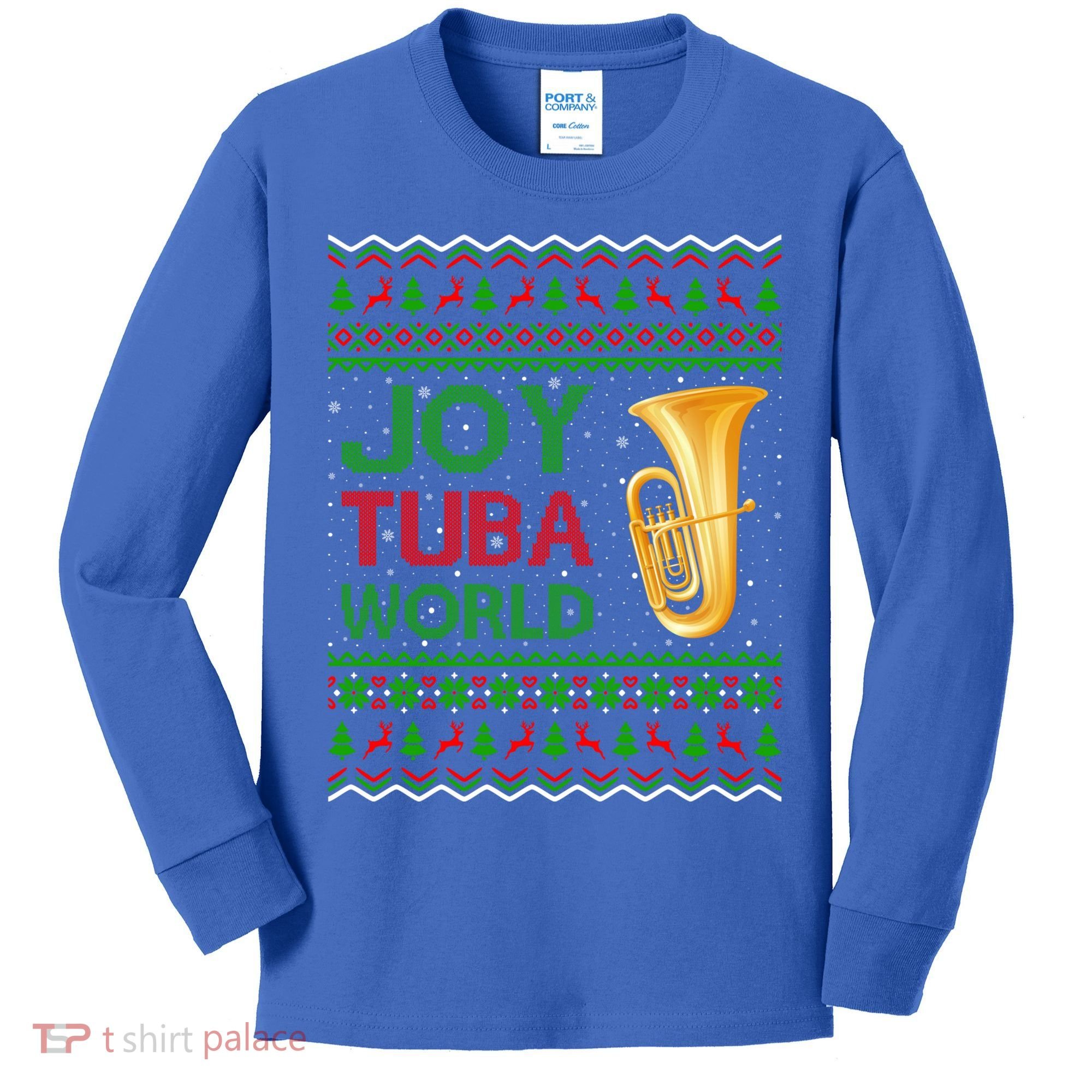 Joy Tuba World Music Lover Xmas Gift Ugly Tuba Christmas Gift Kids Long Sleeve Shirt
