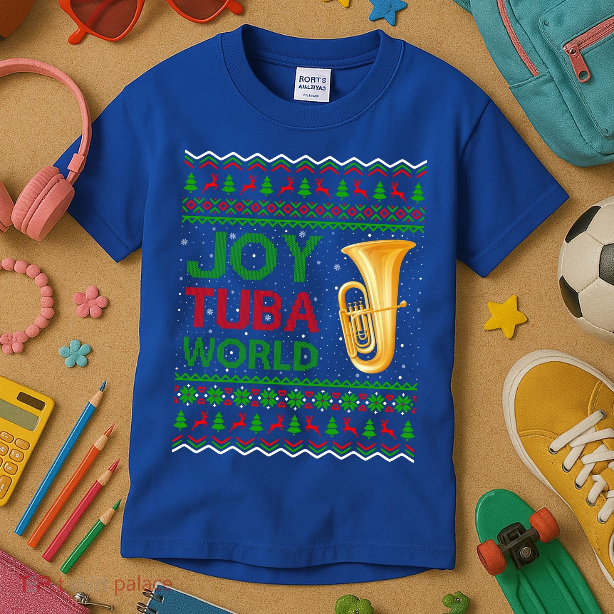 Joy Tuba World Music Lover Xmas Gift Ugly Tuba Christmas Gift Kids T-Shirt
