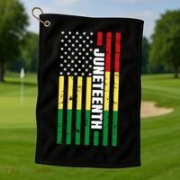 Juneteenth USA Black History Month Flag Golf Towel thumb 1