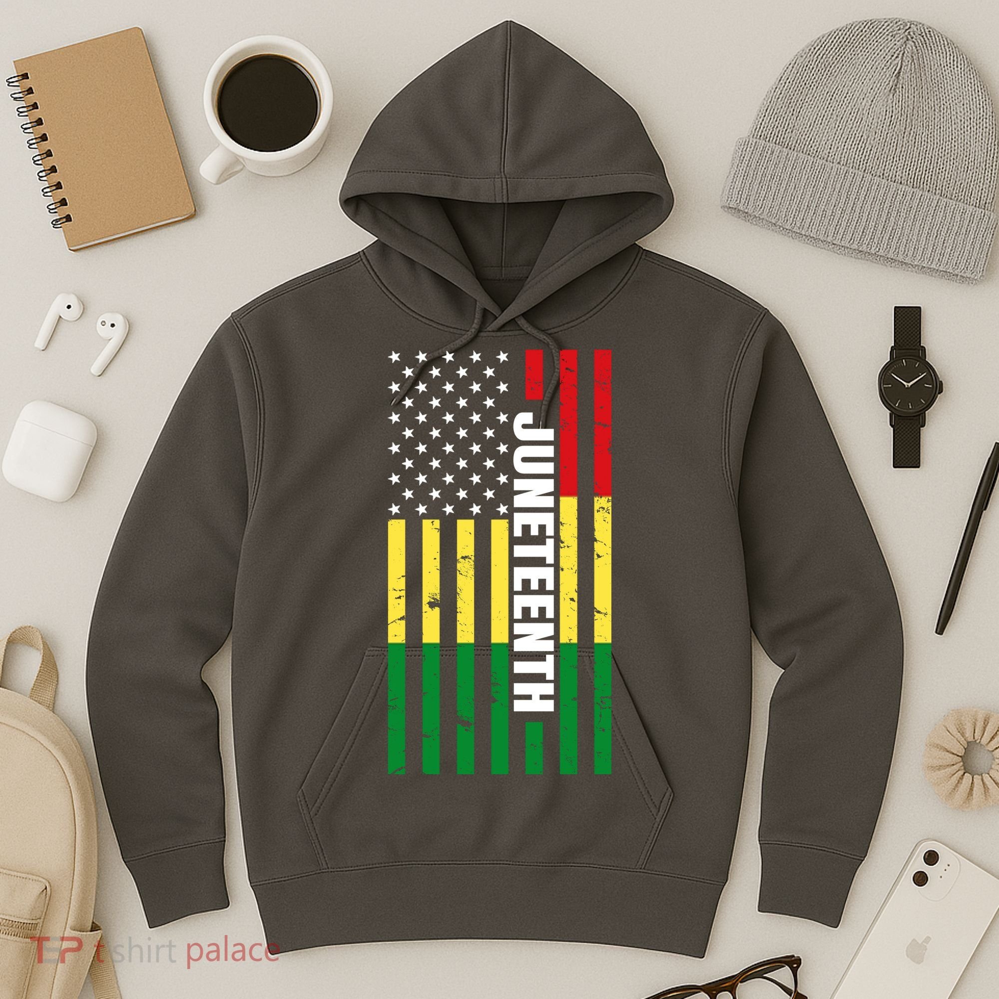 Juneteenth USA Black History Month Flag Hoodie