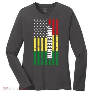 Juneteenth USA Black History Month Flag Women's Long Sleeve Shirt