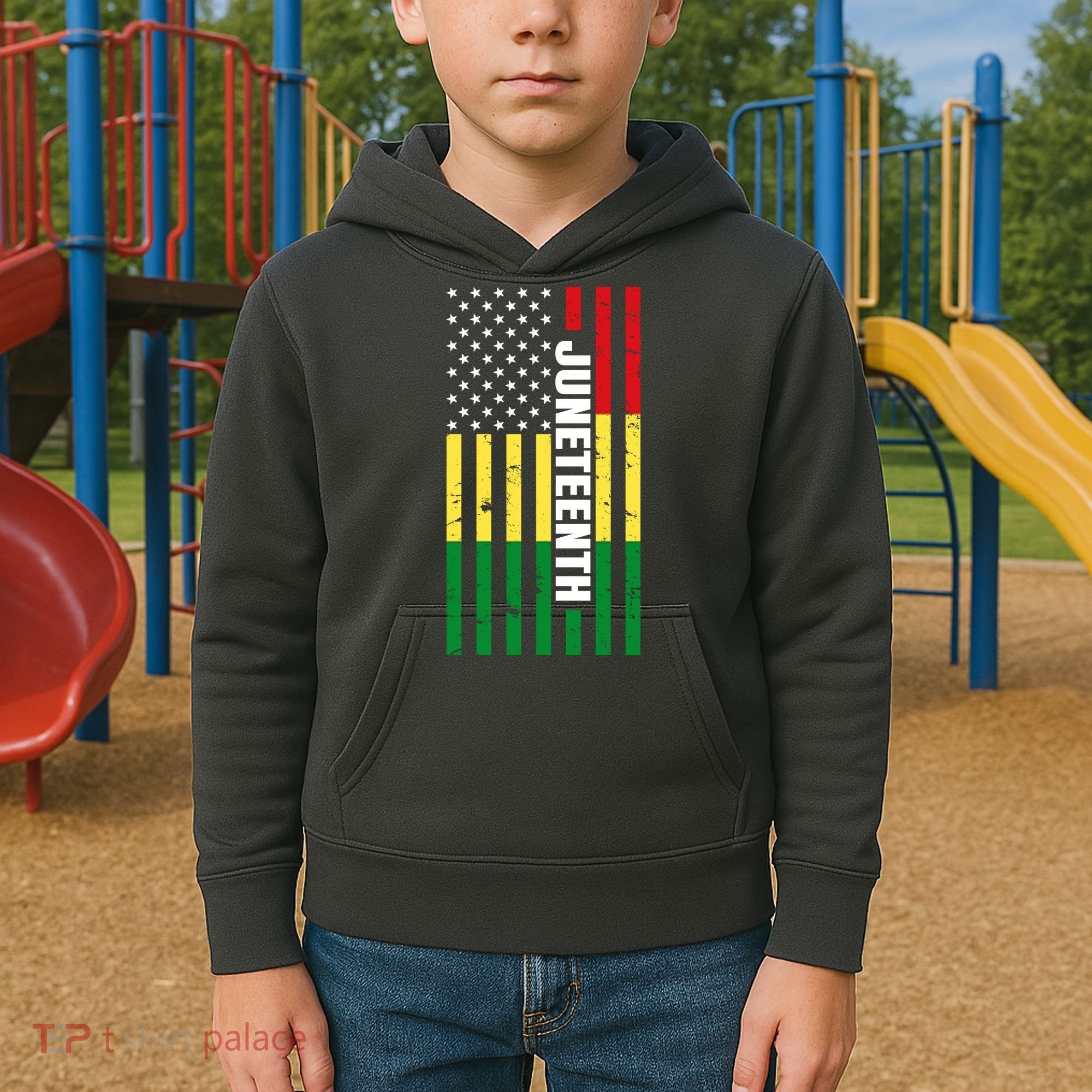 Juneteenth USA Black History Month Flag Kids Hoodie