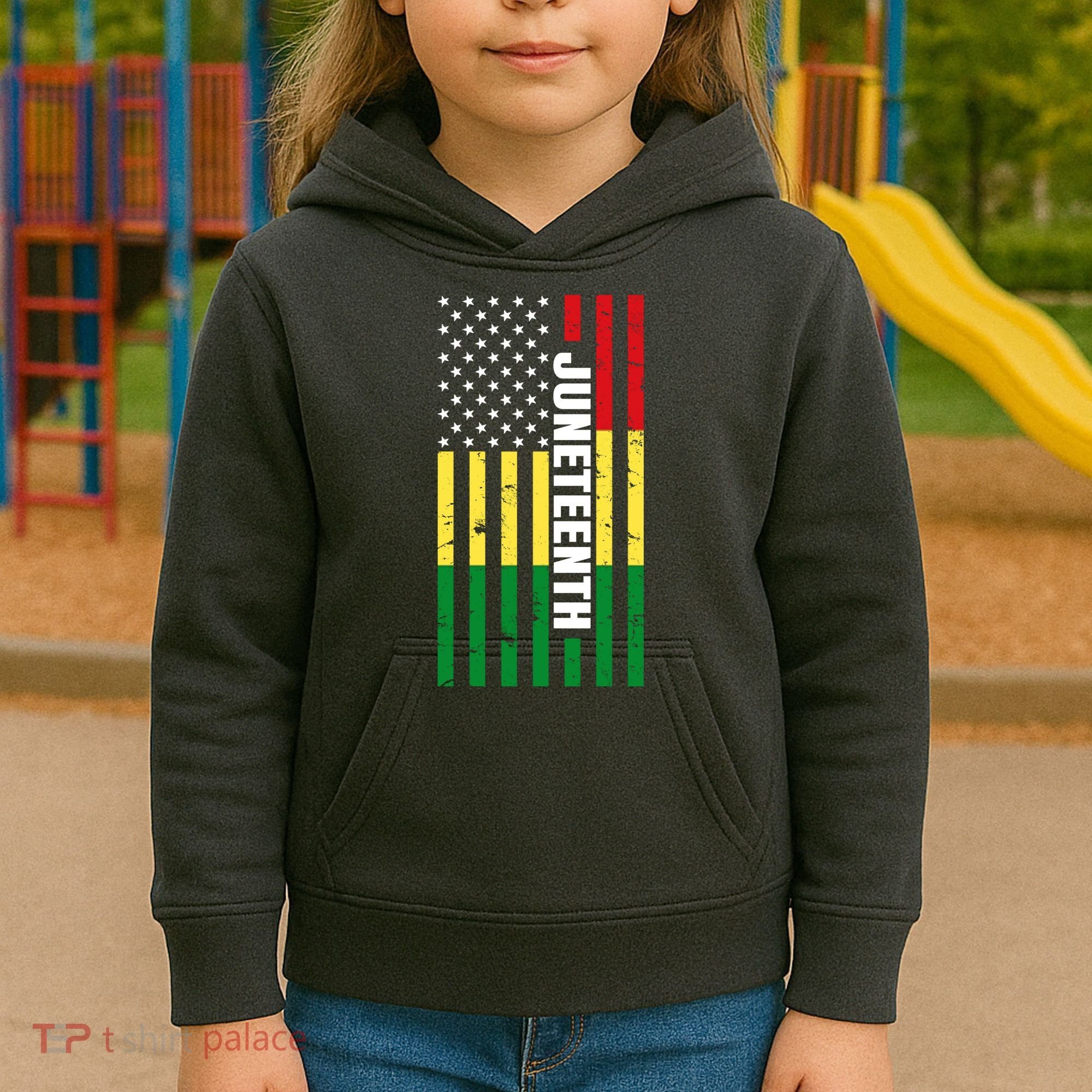 Juneteenth USA Black History Month Flag Kids Hoodie