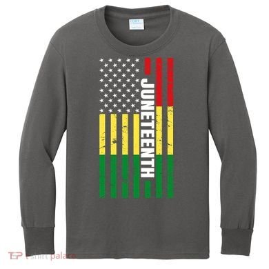 Juneteenth USA Black History Month Flag Kids Long Sleeve Shirt