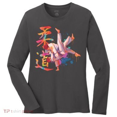 Judo Martial Arts Watercolor Women's Long Sleeve Shirt