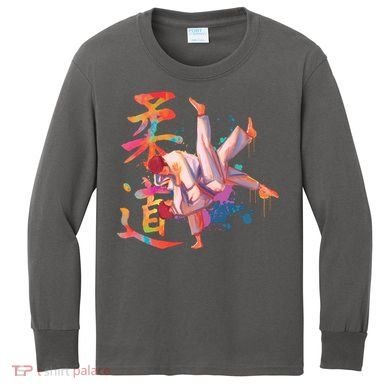 Judo Martial Arts Watercolor Kids Long Sleeve Shirt