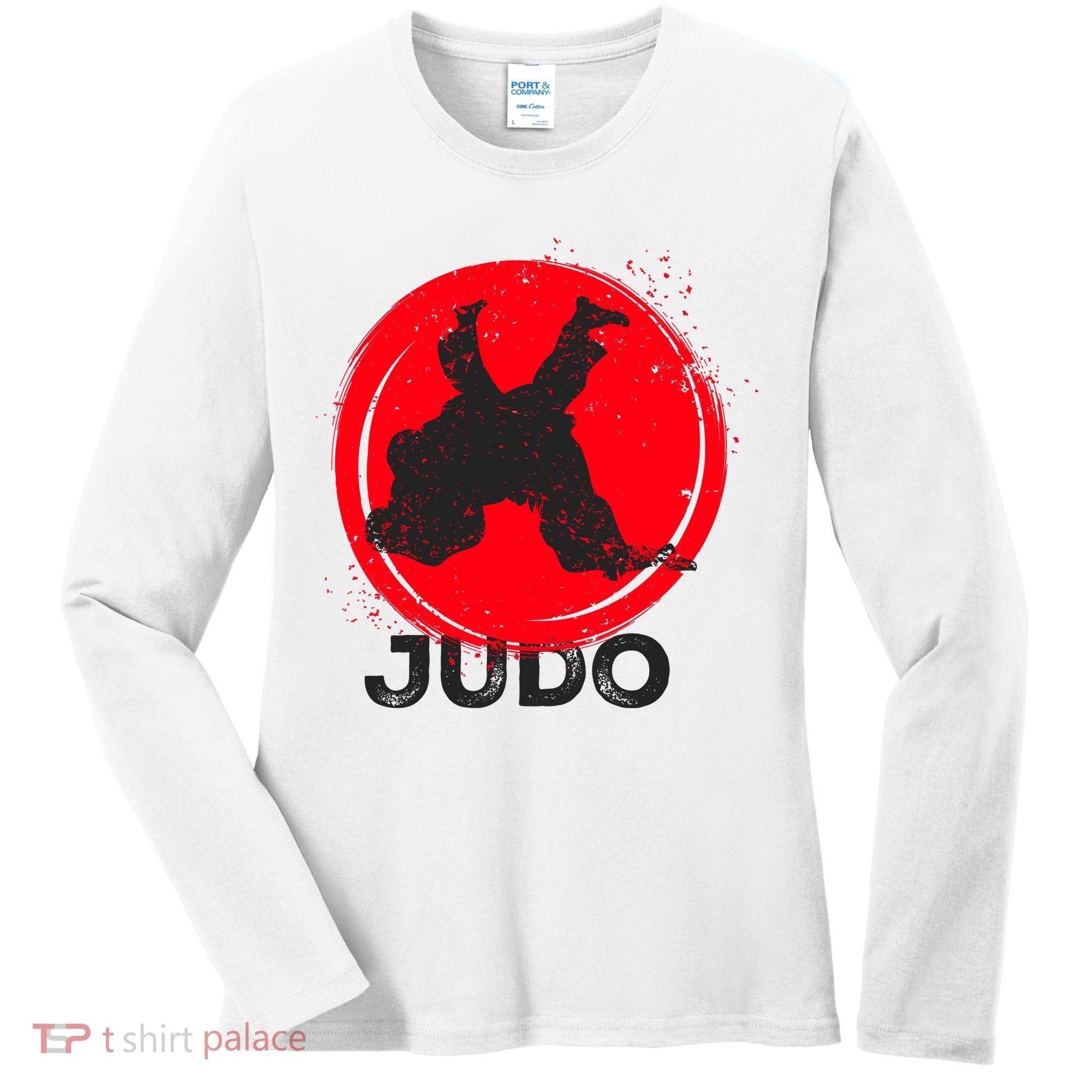 JUDO Olympic Sports Stylized Distressed Women's Long Sleeve Shirt