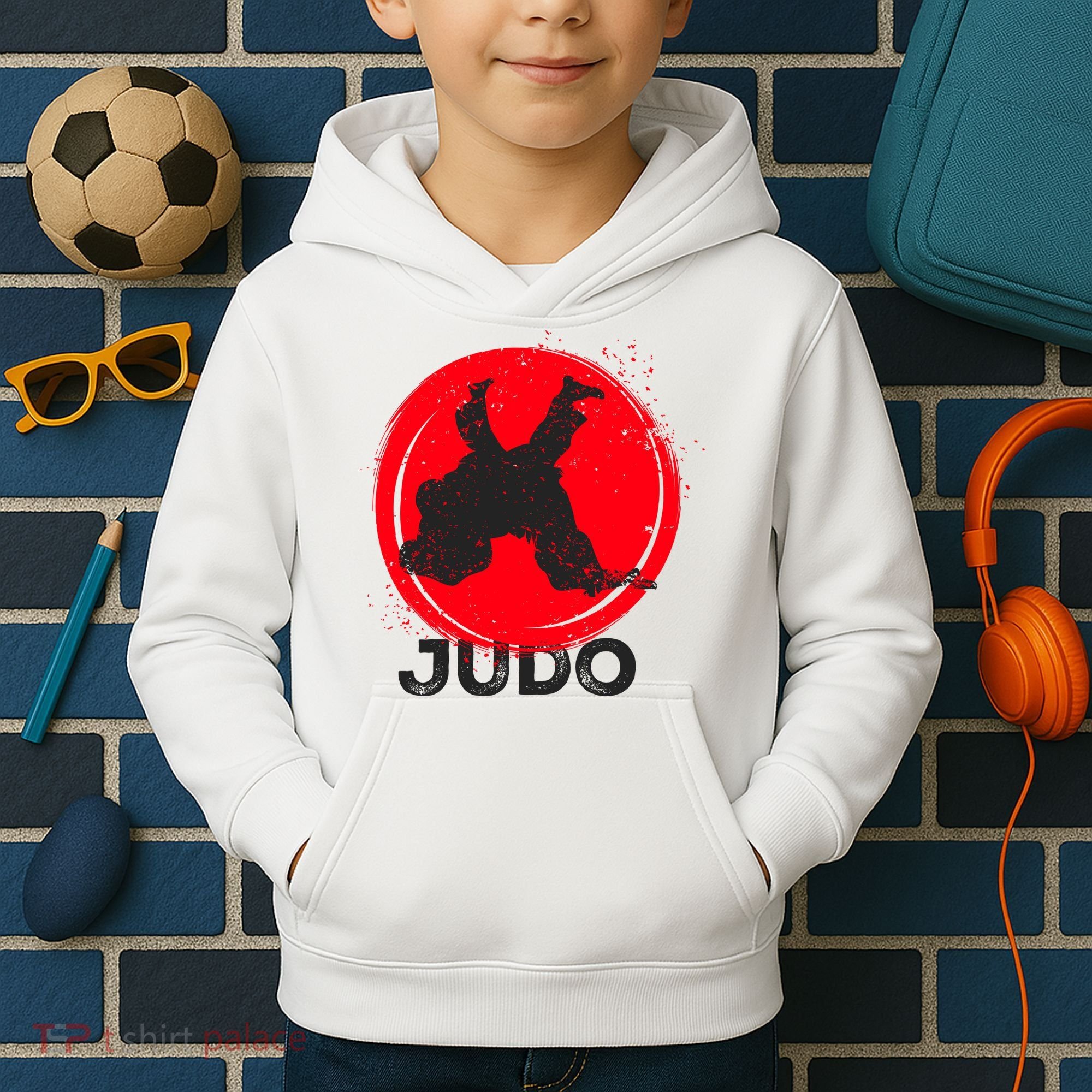 JUDO Olympic Sports Stylized Distressed Kids Hoodie